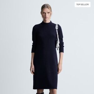 Mango MNG Dark Navy Knit Midi Dress Size 2